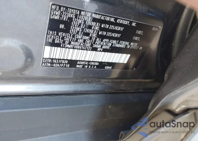 4T3MWRFV0RU142123: 44336427