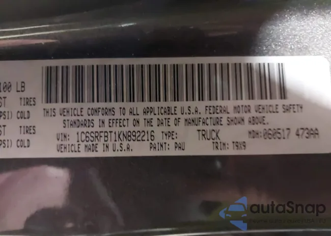 1C6SRFBT1KN892216: 44336452