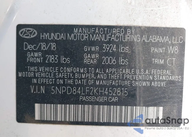 5NPD84LF2KH452815: 44336480