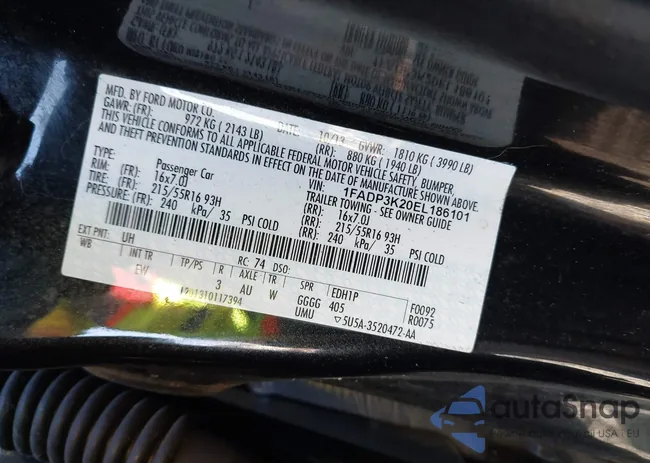 1FADP3K20EL186101: 44336542