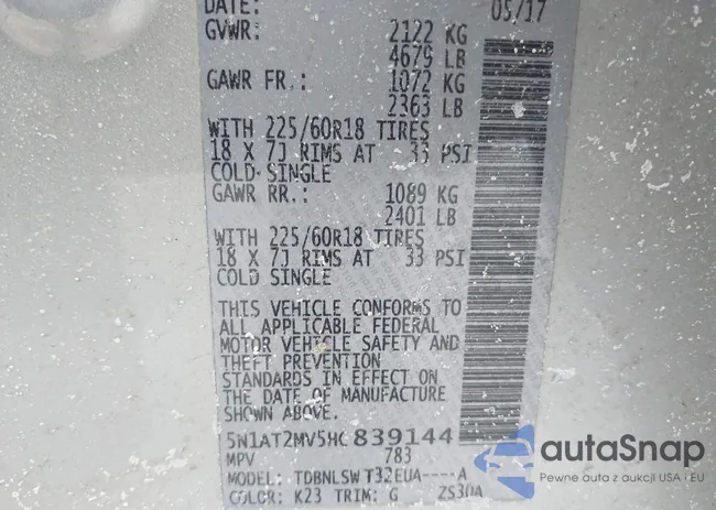 5N1AT2MV5HC839144: 44335571