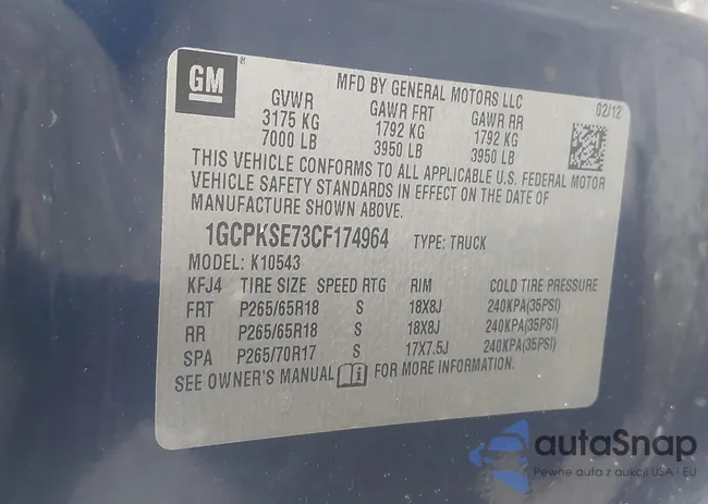 1GCPKSE73CF174964: 44335572