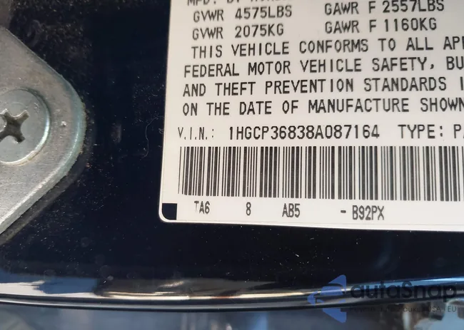 1HGCP36838A087164: 44335584