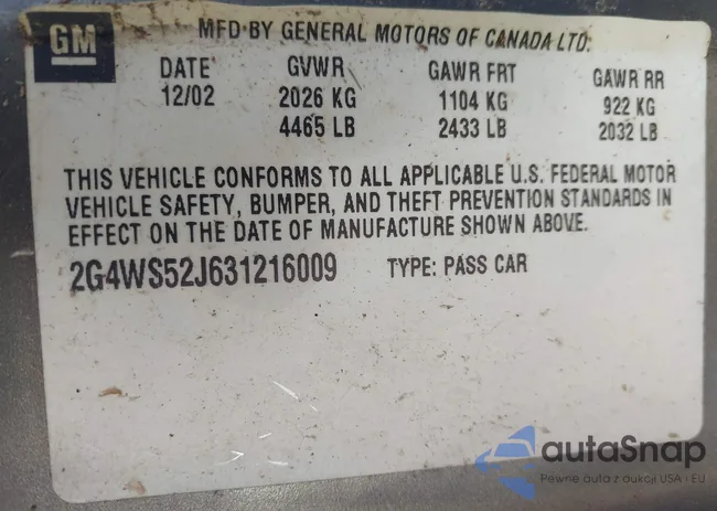 2G4WS52J631216009: 44335609