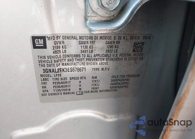 3GNAL2EK3ES678671: 44335665