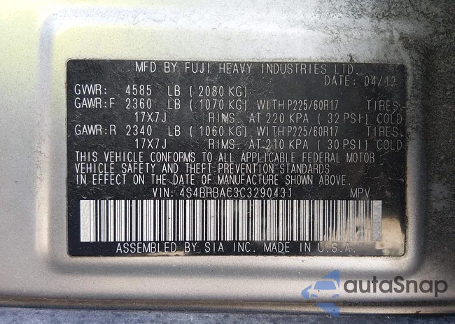 4S4BRBAC3C3290431: 44335759