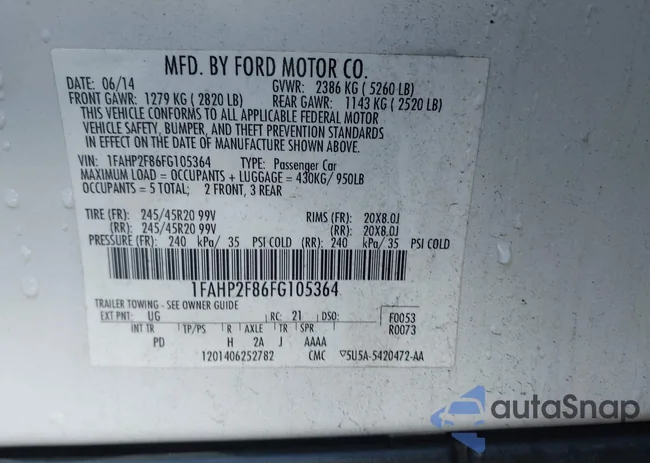 1FAHP2F86FG105364: 44335949