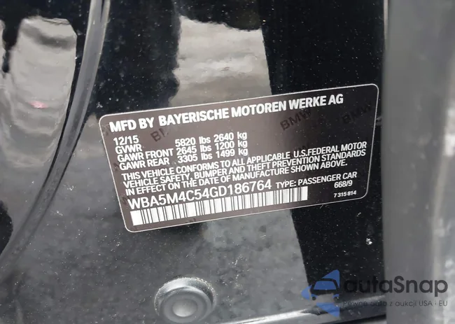 WBA5M4C54GD186764: 44337085