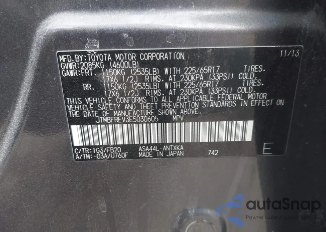 JTMBFREV3E5030605: 44337548