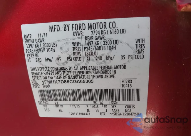 1FMHK7D88CGA65305: 44336775