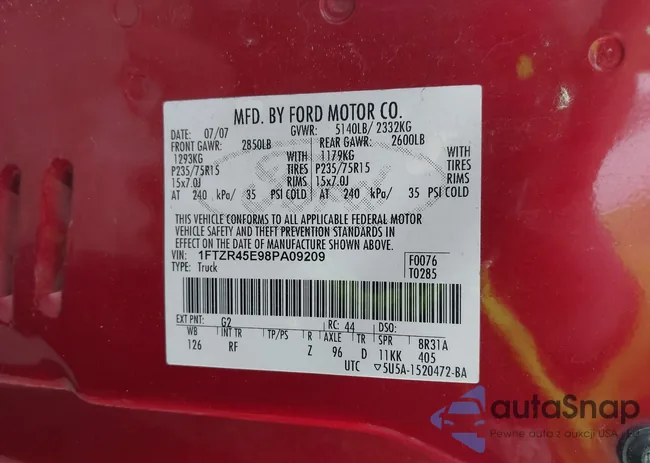 1FTZR45E98PA09209: 44336822