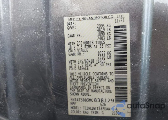 5N1AT3BB3MC838129: 44336837