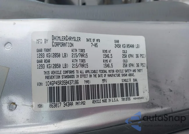 1C4GP45R35B437186: 44336955