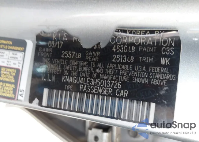 KNAGU4LE3H5013726: 44338345