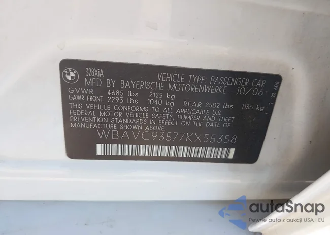 WBAVC93577KX55358: 44338545