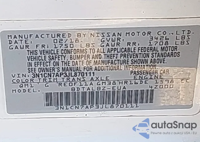 3N1CN7AP3JL870111: 44337599