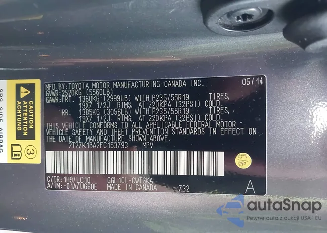 2T2ZK1BA2FC153793: 44337630