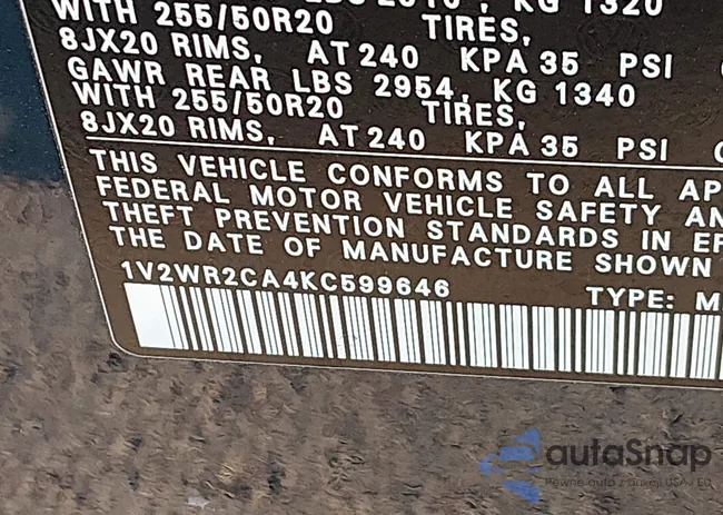 1V2WR2CA4KC599646: 44337636