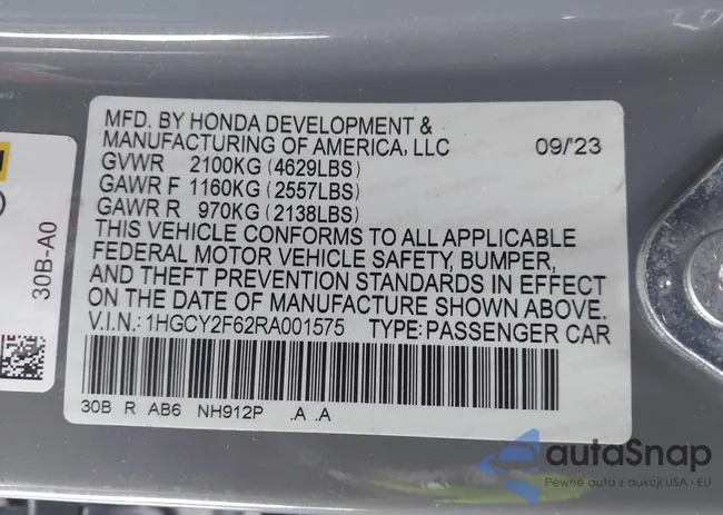 1HGCY2F62RA001575: 44337725