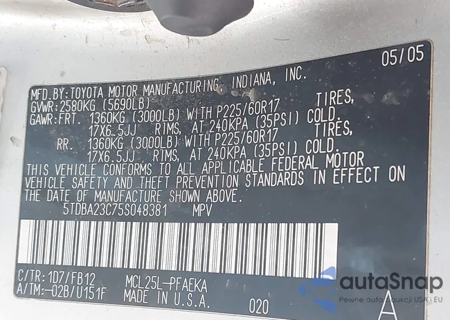 5TDBA23C75S048381: 44337780