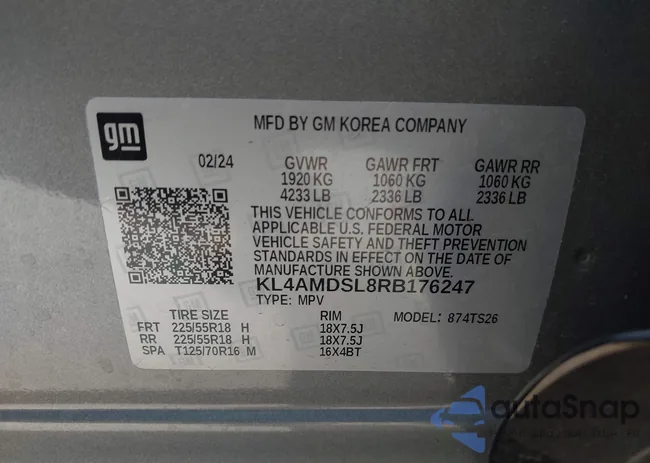 KL4AMDSL8RB176247: 44337947