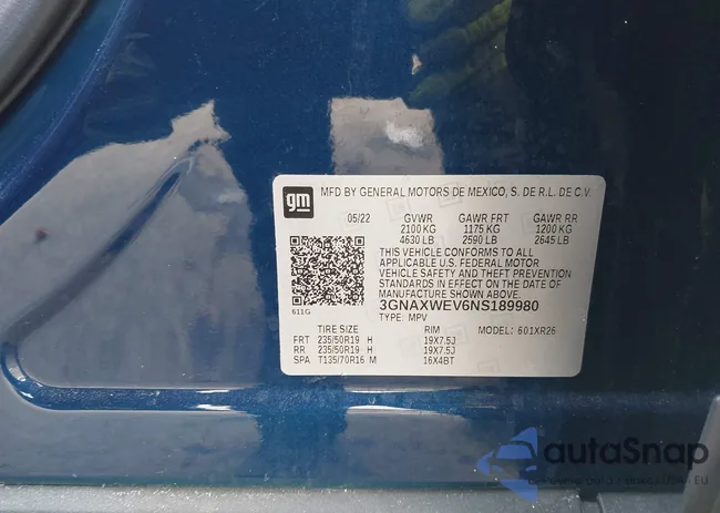 3GNAXWEV6NS189980: 44338980