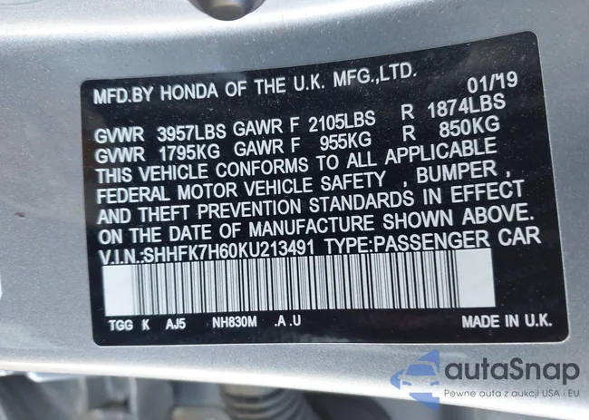 SHHFK7H60KU213491: 44339136