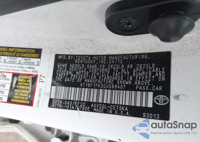 4T1BF1FK3CU569407: 44339203