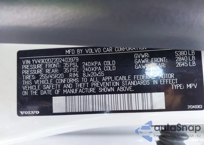 YV4902DZ2D2403979: 44339209