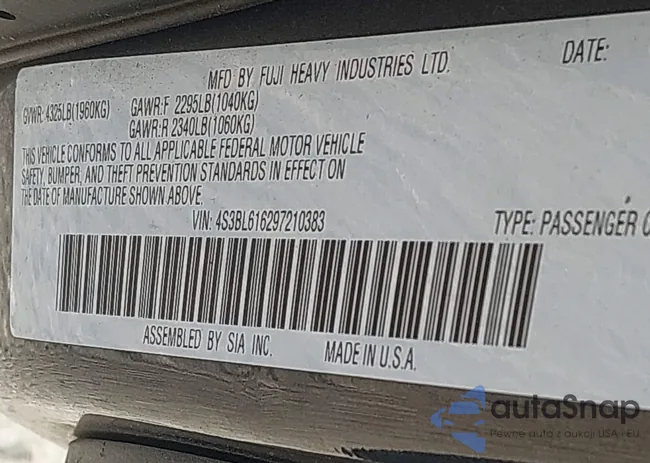 4S3BL616297210383: 44339229