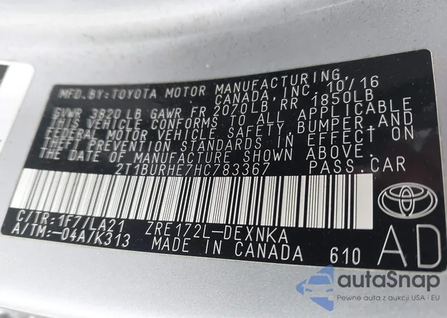 2T1BURHE7HC783367: 44339412