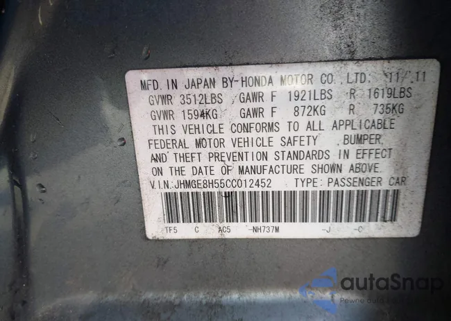 JHMGE8H55CC012452: 44339523