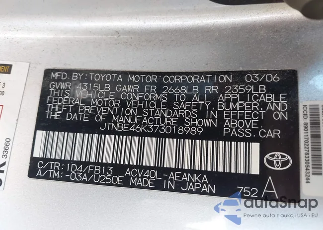 JTNBE46K373018989: 44338944