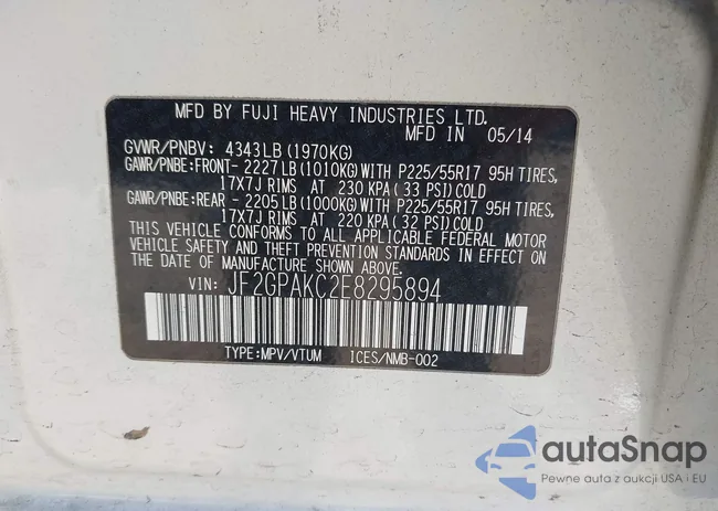 JF2GPAKC2E8295894: 44339962