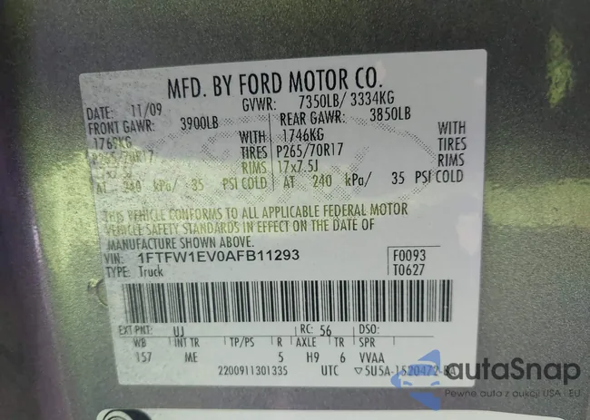 1FTFW1EV0AFB11293: 44340053