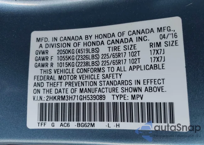 2HKRM3H71GH539089: 44340322