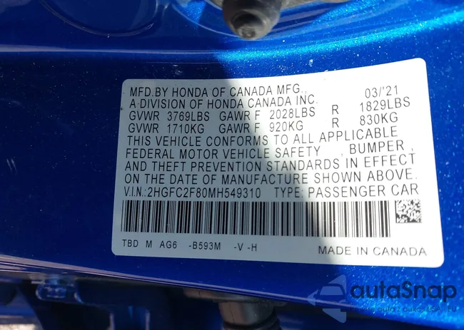 2HGFC2F80MH549310: 44340489