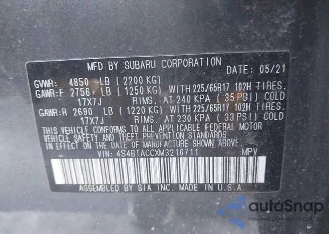 4S4BTACCXM3216711: 44339582