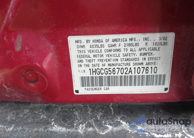 1HGCG56702A107610: 44339614