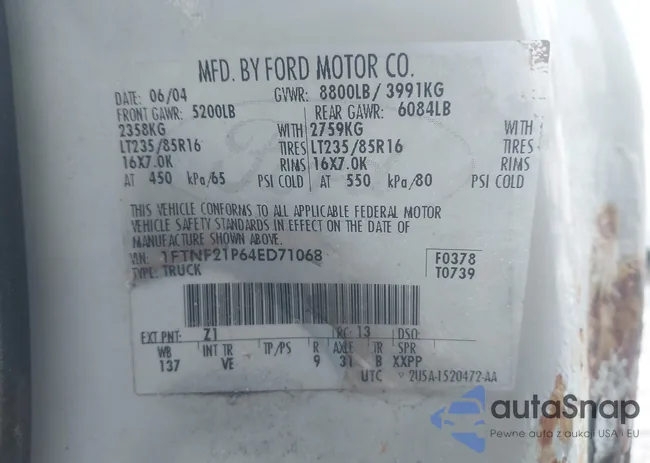 1FTNF21P64ED71068: 44339713