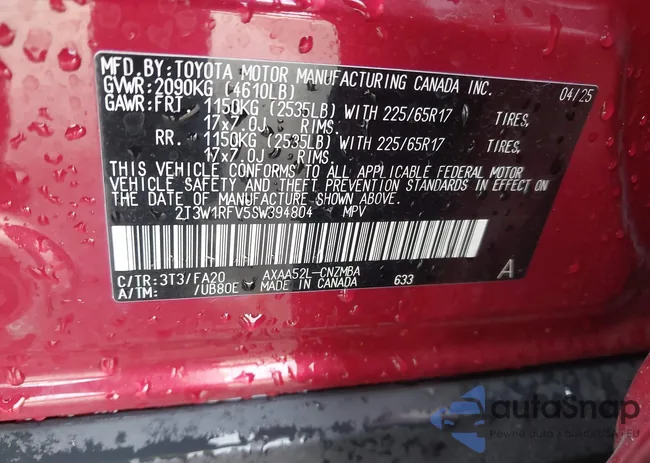 2T3W1RFV5SW394804: 44339746