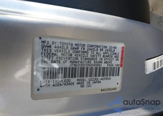 JT8UZ30C3S0045891: 44339950