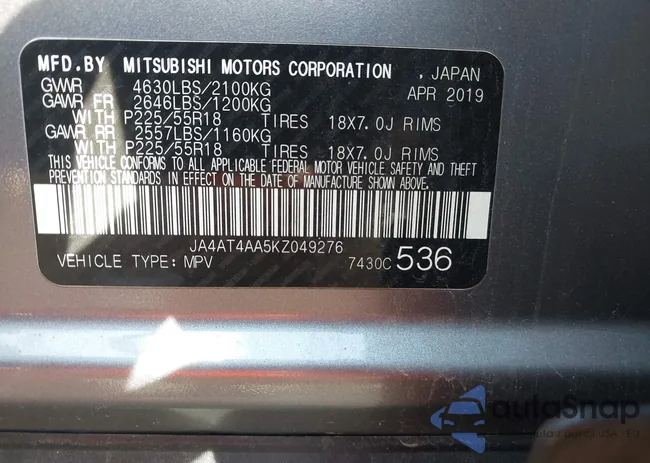 JA4AT4AA5KZ049276: 44339955