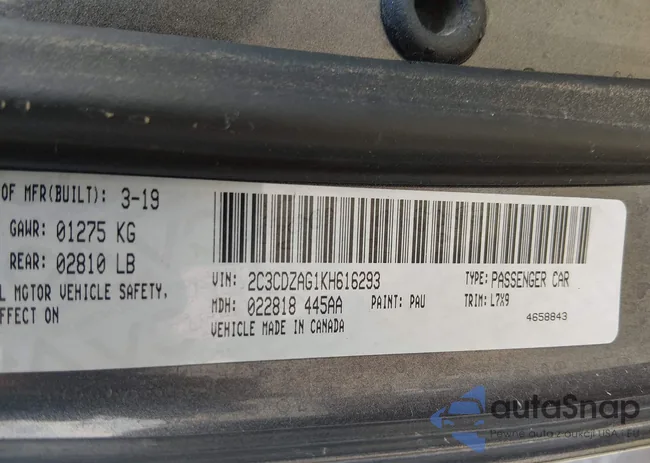 2C3CDZAG1KH616293: 44340991