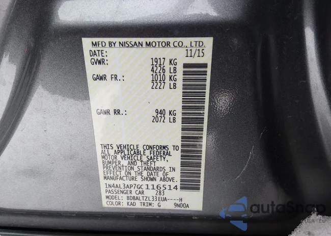 1N4AL3AP7GC116514: 44341003