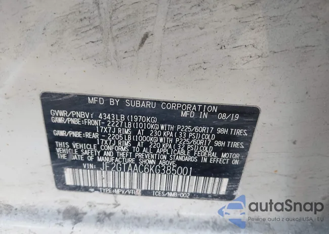 JF2GTAAC6KG385001: 44341035