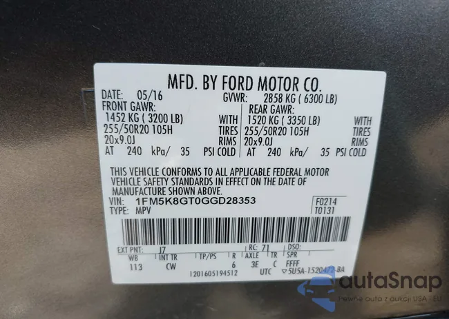 1FM5K8GT0GGD28353: 44341049