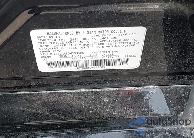 JN1CV6AR6DM353505: 44341289