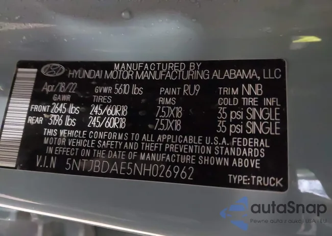 5NTJBDAE5NH026962: 44341322