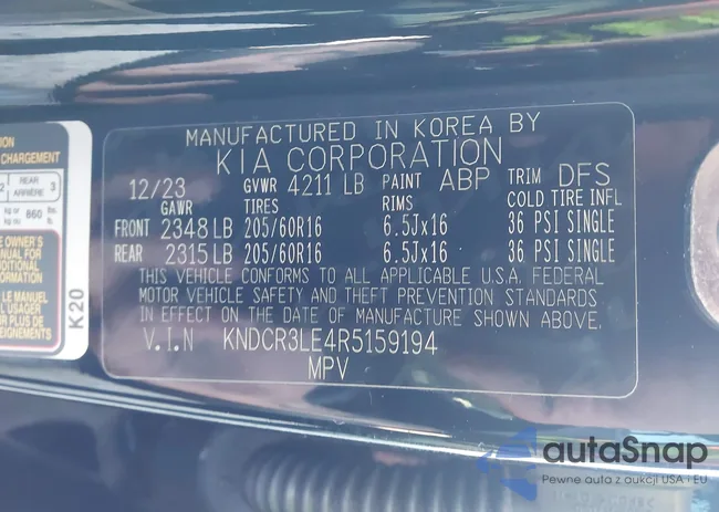 KNDCR3LE4R5159194: 44340626